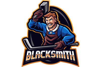 Blacksmith hockey mascot logo design