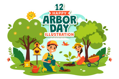 12 Happy Arbor Day Illustration