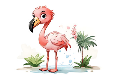 A 2D cartoon Flamingo