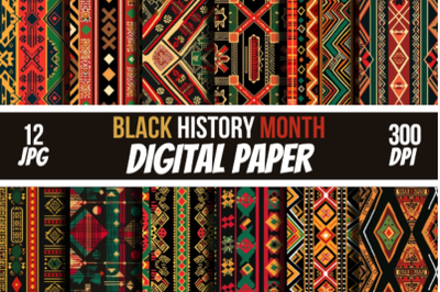 Traditional Black History Month African Patterns Digital Papers