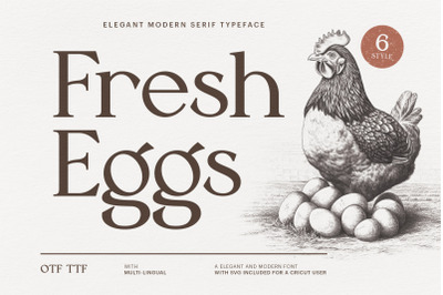 Fresh Eggs, Serif Farmhouse Font, Modern Country Font, Barnyard Text