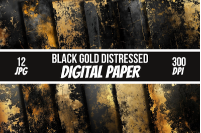 Black Gold Grunge Vintage Rustic Distressed Digital Paper