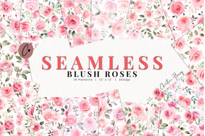 Seamless Blush Roses Digital Paper