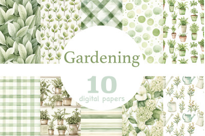 Gardening Digital Paper | Garden Seamless Pattern