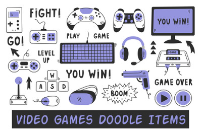 Video Games Doodle Items
