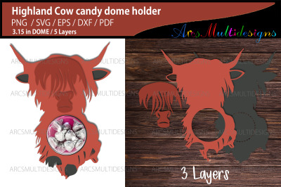 Highland cow candy dome holder