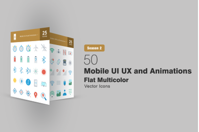 50 MOBILE UI AND UX Flat Multicolor Icons