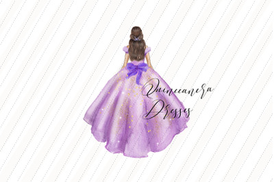 Elegant Pastel Purple Princess Dress Clipart