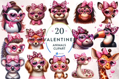Valentine Leopard Print Animals Clipart