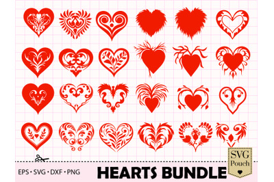 Heart Bundle SVG, Valentine&#039;s Day card clipart set