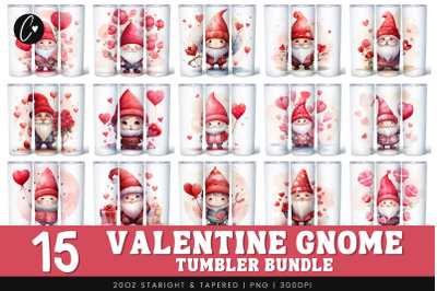 Valentine Gnomes Tumbler Bundle PNG