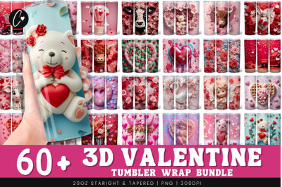 3D Valentines Tumbler Bundle PNG