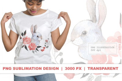 Rabbit PNG | Watercolor bunny sublimation design