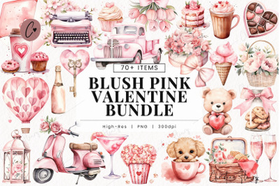 Huge Blush Pink Valentine Clipart Bundle