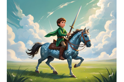 Child riding woderful horse