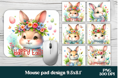 Cute Easter bunny flower eggs mouse pad PNG sublimation wrap