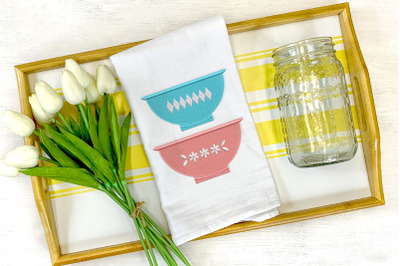 Mini Vintage Glass Bowl Bakeware Duo | Embroidery
