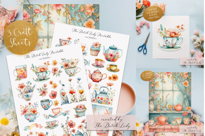 Printable Craft Sheets - Botanical Tea Theme