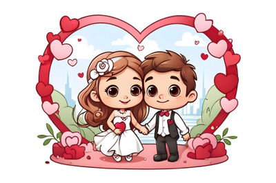 kawaii Set of isolated couple cartoon