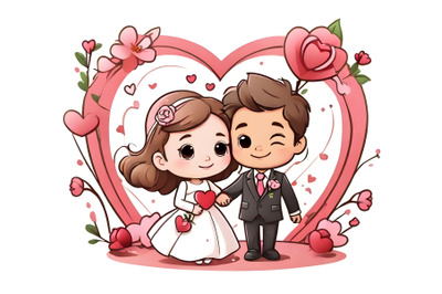 kawaii Set of isolated couple cartoon