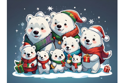 Big Polar bear family at Christmas