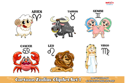 Cartoon Zodiac Cartoon ClipArt Set 1