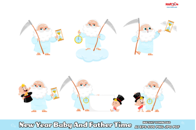 New Year Baby And Father Time