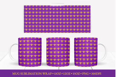 Mardi Gras Mug Sublimation Wrap. Fleur de Lis Mug Design