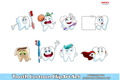 Tooth Cartoon ClipArt Set