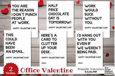 Printable Office Valentine Digital Paper Cards Funny Coworker