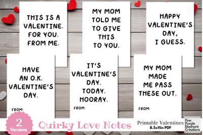 Printable Funny Teenage Valentine Digital Paper Cards