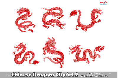 Chinese Dragons ClipArt Set 2