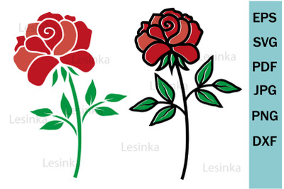 Set of Hand-drawn rose flower, clipart, sublimation
