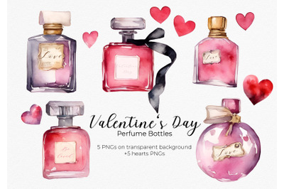 Valentines Perfume Bottles Watercolor Graphics