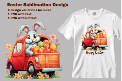 Happy Easter Bunny with eggs png, Easter sublimation design