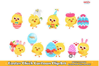 Cute Easter Chick Cartoon ClipArt