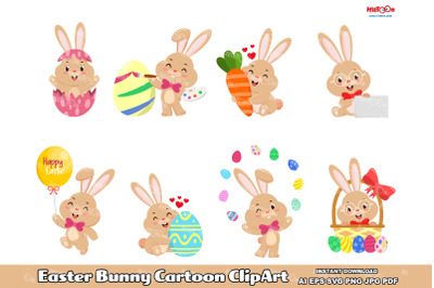 Cute Easter Bunny Cartoon ClipArt