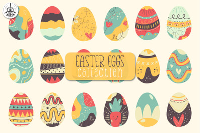 Easter Eggs Collection. Happy Easter Symbols Icons