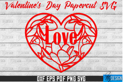 Valentine&#039;s Day SVG | Love Paper Cut SVG | Heart Design