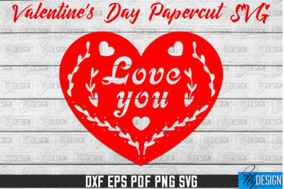 Valentine&#039;s Day SVG | Love Paper Cut SVG | Heart Design