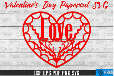 Valentine&#039;s Day SVG | Love Paper Cut SVG | Heart Design