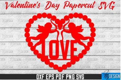 Valentine&#039;s Day SVG | Love Paper Cut SVG | Heart Design