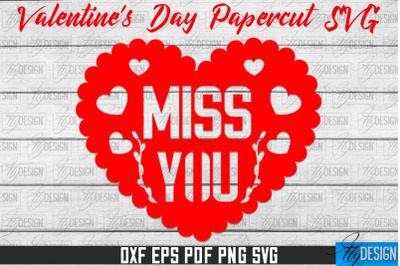 Valentine&#039;s Day SVG | Love Paper Cut SVG | Heart Design