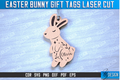 Easter Bunny Gift Tag Laser Cut Design | Easter Day Design | Gift Tag