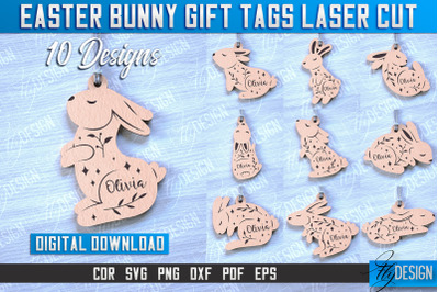 Easter Bunny Gift Tag Laser Cut Design | Easter Day Design | Gift Tag