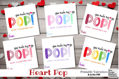 Printable Kids Pop It Fidget Valentine Digital Paper Cards