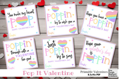 Printable Kids Fidget Pop It Valentine Digital Paper Cards
