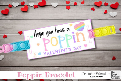 Printable Kids Fidget Poppin Pop It Bracelet Valentine Popit Paper Car