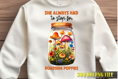 Roadside Poppies Jar Illustration