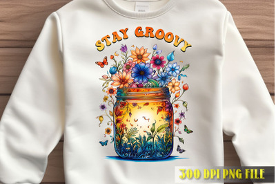 Stay Groovy Floral Jar Art